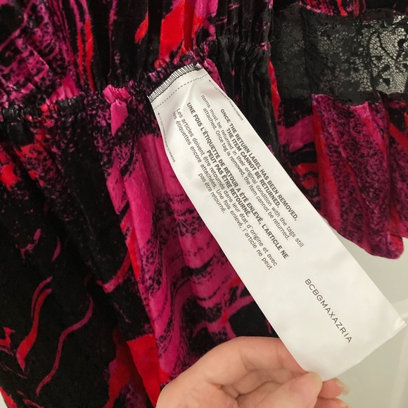 NWT BCBGMaxazria Cecilia Velvet Lace Dress Marble Magenta - Picture 9 of 12